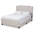 Bowery Hill Transitional Fabric Button Tufted Full Size Panel Bed in Beige