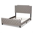 Bowery Hill Transitional Queen Size Grey Upholstered Button Tufted Panel Bed
