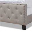 Bowery Hill Transitional Queen Size Grey Upholstered Button Tufted Panel Bed