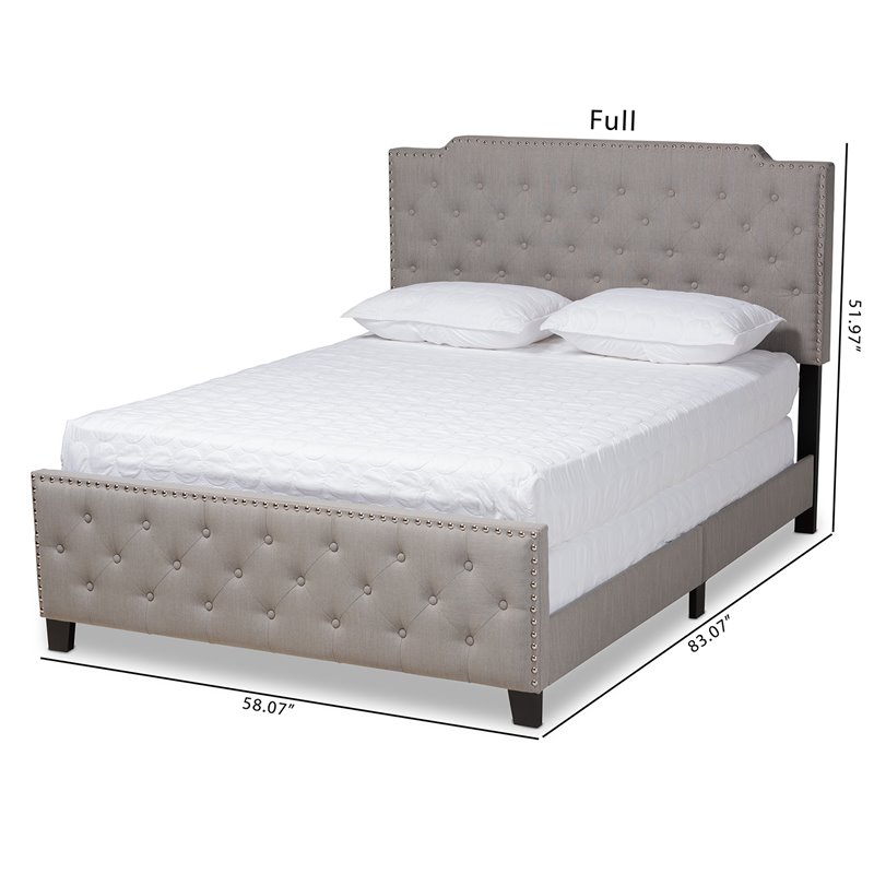 Bowery Hill Transitional Queen Size Grey Upholstered Button Tufted Panel Bed