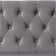 Bowery Hill Grey Velvet Gold Finished Button Tufted Storage Ottoman