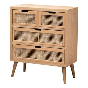 Bowery Hill MDF Wood Medium Oak Accent Chest Rectangular 4-Drawer 35.43&quotH Unassembled