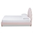Bowery Hill Contemporary Velvet Seashell Shaped Queen Platform Bed in Light Pink
