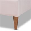 Bowery Hill Contemporary Velvet Seashell Shaped Queen Platform Bed in Light Pink