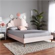 Bowery Hill Contemporary Velvet Seashell Shaped Queen Platform Bed in Light Pink