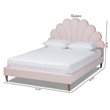 Bowery Hill Contemporary Velvet Seashell Shaped Queen Platform Bed in Light Pink