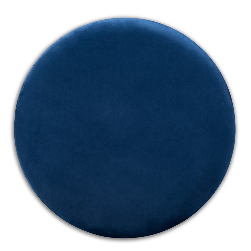 Bowery Hill Velvet Navy Blue Storage Ottoman Gold Finished Fully Assembled 23.62
