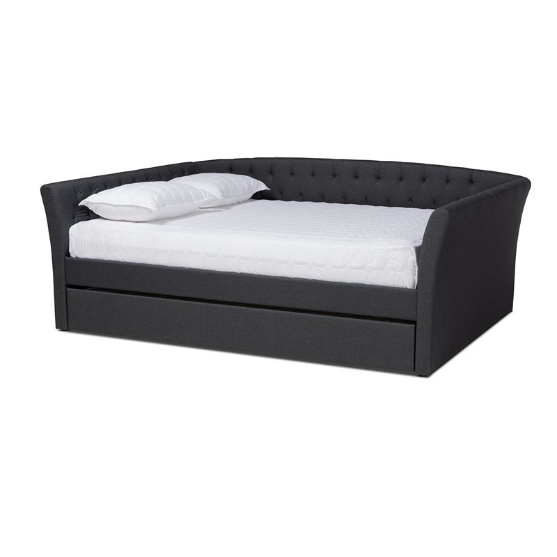 Bowery Hill Modern Fabric Upholstered Full Size Daybed with Trundle in Gray