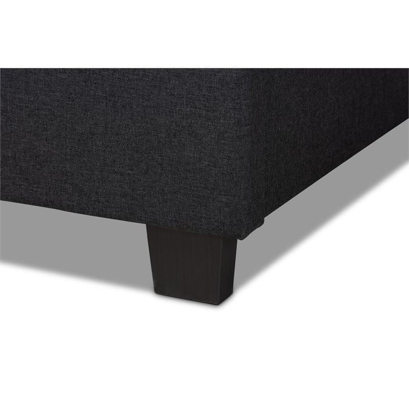 Bowery Hill Modern Fabric Upholstered Nail Head Trim Twin Size Bed in Dark Gray