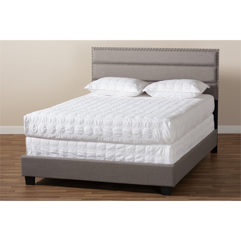 Bowery Hill Modern King Size Gray Fabric Upholstered Bed