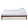 Bowery Hill Rubberwood Walnut Brown Platform Bed Frame Rectangular Tapered Legs Queen Unassembled