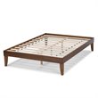 Bowery Hill Rubberwood Walnut Brown Platform Bed Frame Rectangular Tapered Legs Queen Unassembled