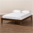 Bowery Hill Rubberwood Walnut Brown Platform Bed Frame Rectangular Tapered Legs Queen Unassembled
