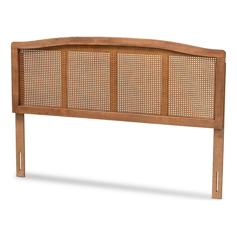 Bowery Hill Modern Wood Full Size Headboard with Woven Detailing in Brown