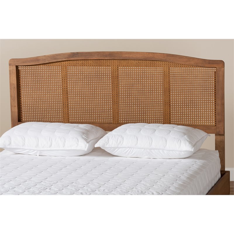 Bowery Hill Modern Wood Full Size Headboard with Woven Detailing in Brown