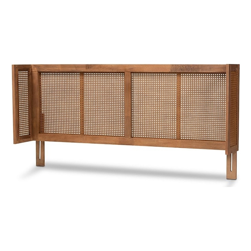 Bowery Hill Modern Wood King Size Headboard w/ Woven Detailing in Brown