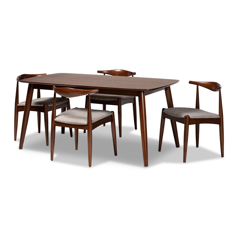 Bowery Hill Gray Upholstered Wood 5-Piece Dining Set