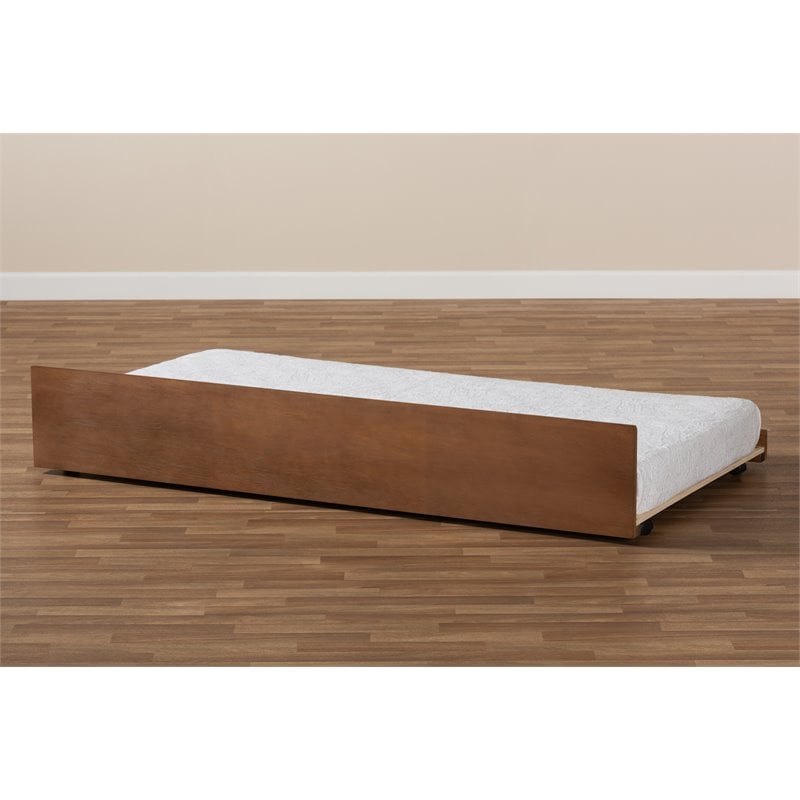 Bowery Hill Modern Solid Wood Twin Size Trundle Bed in Ash Brown