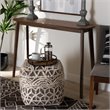 Bowery Hill Rubberwood Walnut Console Table Rectangular Sunburst Unassembled