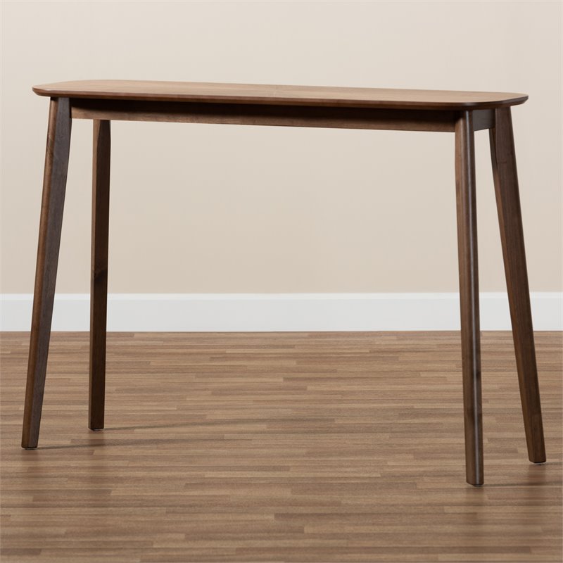 Bowery Hill Rubberwood Walnut Console Table Rectangular Sunburst Unassembled