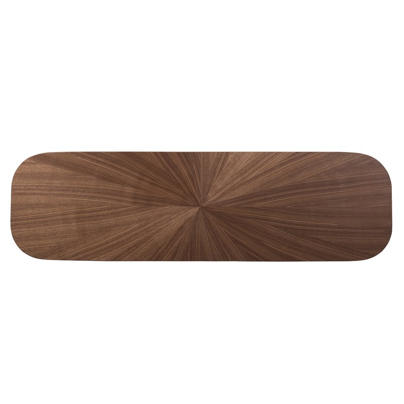 Bowery Hill Rubberwood Walnut Console Table Rectangular Sunburst Unassembled