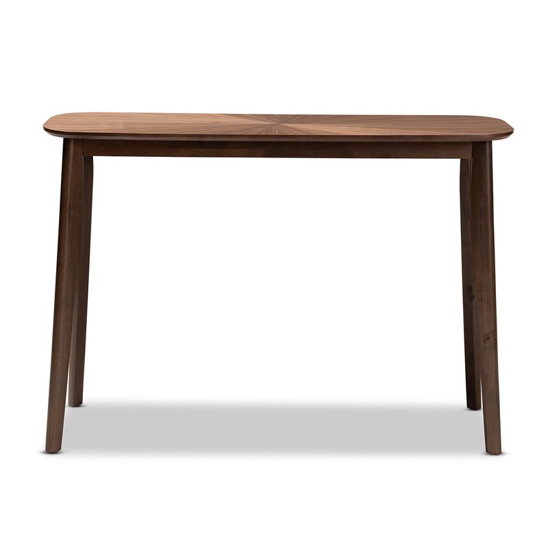 Bowery Hill Rubberwood Walnut Console Table Rectangular Sunburst Unassembled
