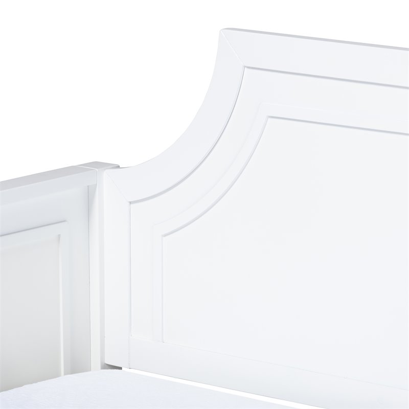 Bowery Hill Traditional Wood Twin Size Daybed with Metal Ring Pulls in White