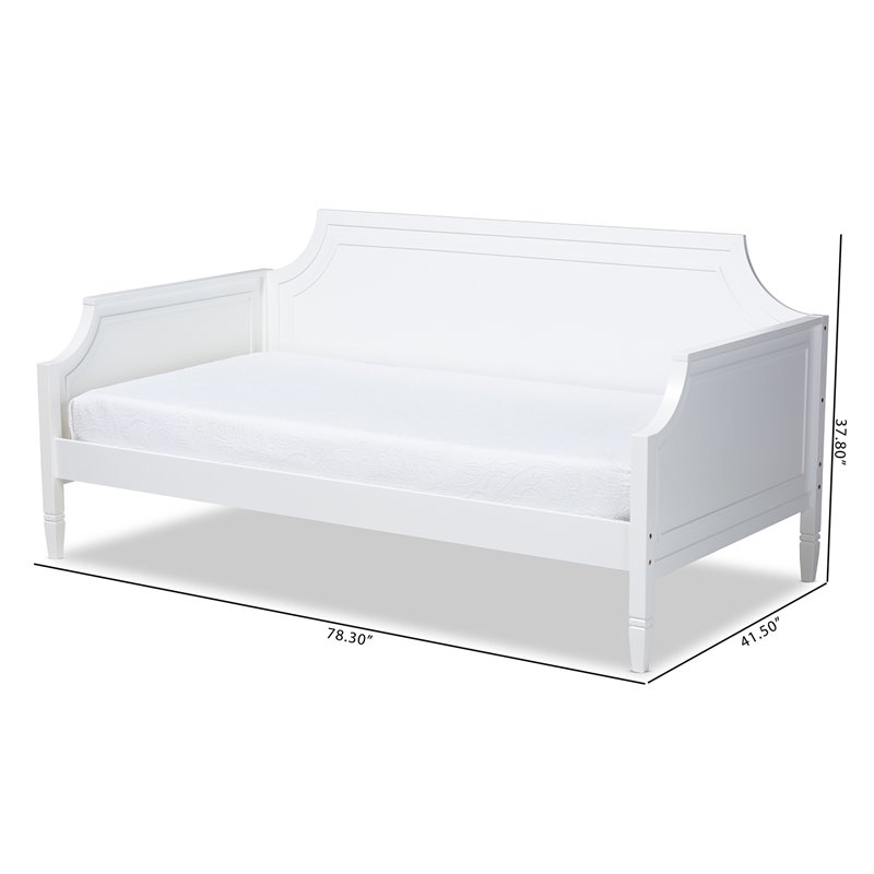 Bowery Hill Traditional Wood Twin Size Daybed with Metal Ring Pulls in White