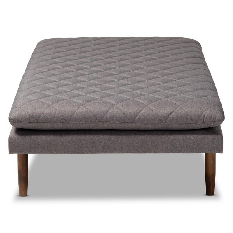 Bowery Hill Grey Mid-Century Upholstered Walnut Wood Daybed
