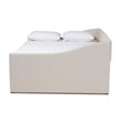 Bowery Hill Modern Fabric Queen Size Daybed with Silver Nail head Trim in Beige
