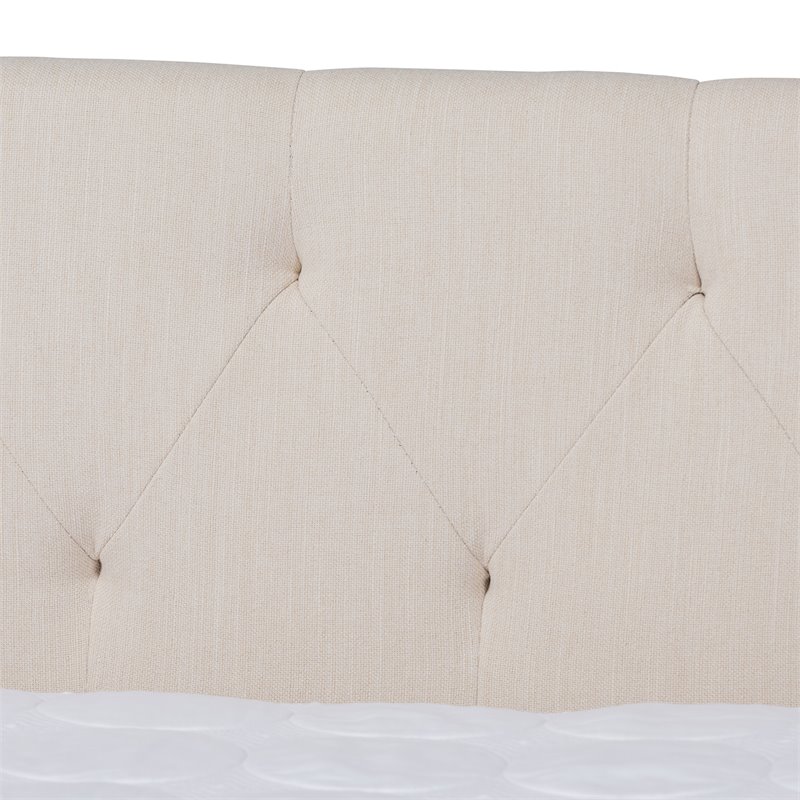 Bowery Hill Modern Fabric Queen Size Daybed with Silver Nail head Trim in Beige