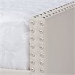 Bowery Hill Modern Fabric Queen Size Daybed with Silver Nail head Trim in Beige