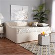 Bowery Hill Modern Fabric Queen Size Daybed with Silver Nail head Trim in Beige
