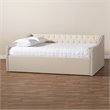 Bowery Hill Modern Fabric Queen Size Daybed with Silver Nail head Trim in Beige