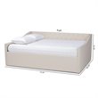 Bowery Hill Modern Fabric Queen Size Daybed with Silver Nail head Trim in Beige