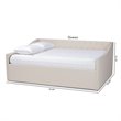 Bowery Hill Modern Fabric Queen Size Daybed with Silver Nail head Trim in Beige