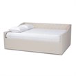Bowery Hill Modern Fabric Queen Size Daybed with Silver Nail head Trim in Beige