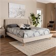 Bowery Hill Beige King Size Wingback Platform Bed