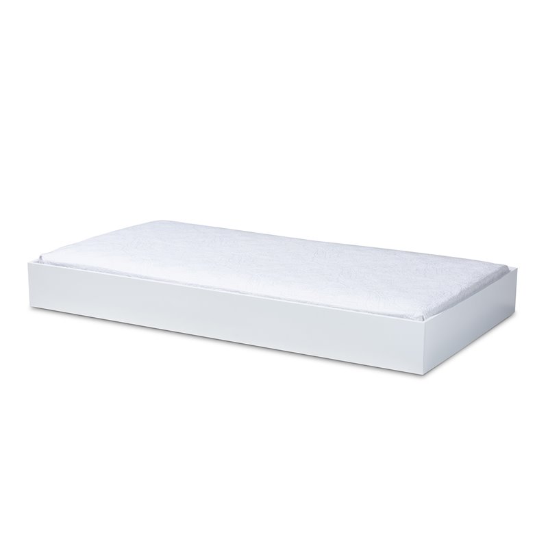 Bowery Hill Modern White Wood Twin Size Bed with Trundle