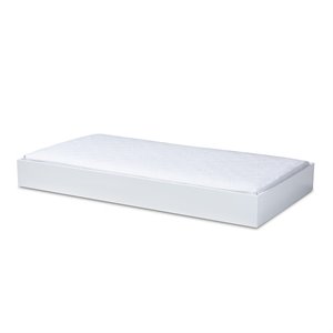 Bowery Hill Modern White Wood Twin Size Bed with Trundle