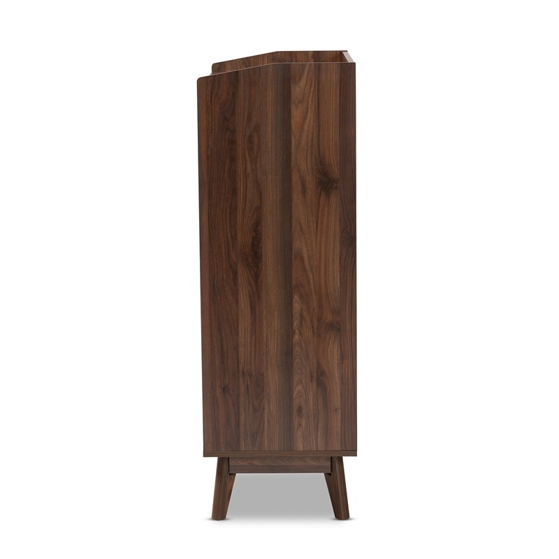 Bowery Hill Mid-Century 5-Drawer Engineered Wood Chest in Walnut Brown