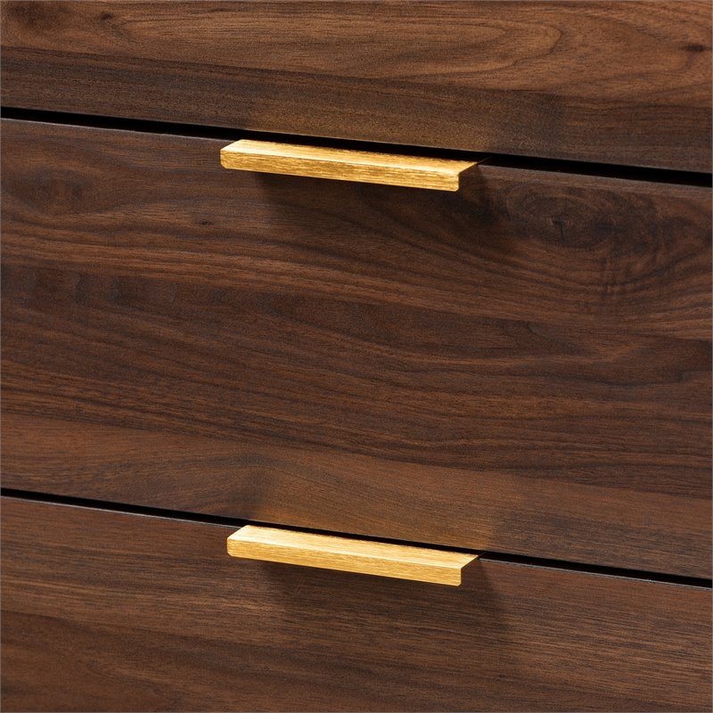 Bowery Hill Mid-Century 5-Drawer Engineered Wood Chest in Walnut Brown