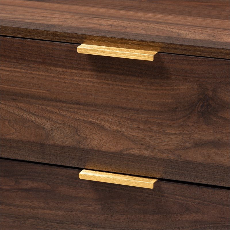 Bowery Hill Mid-Century 3-Drawer Engineered Wood Chest in Walnut Brown