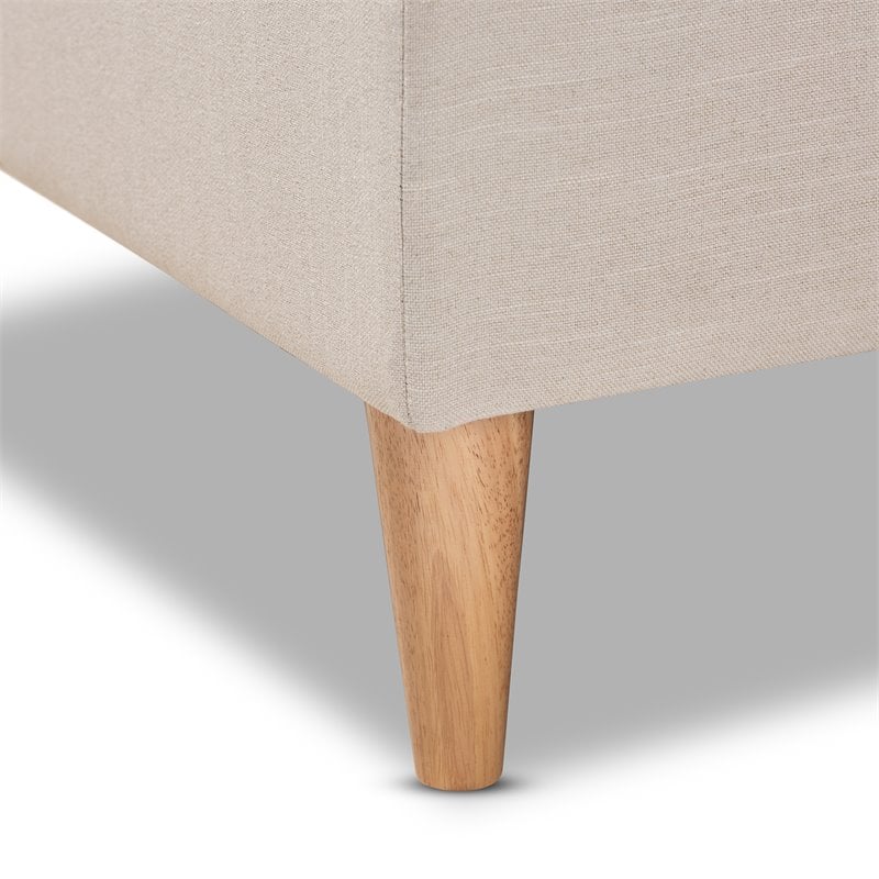 Bowery Hill Beige Upholstered Oak Finished Chaise Lounge