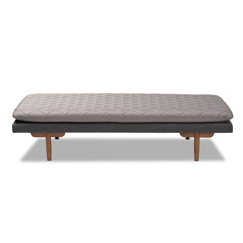 Bowery Hill Two-Tone Grey Upholstered Walnut Wood Daybed