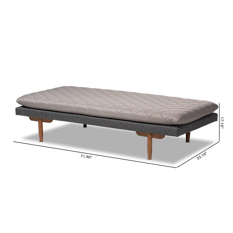 Bowery Hill Two-Tone Grey Upholstered Walnut Wood Daybed