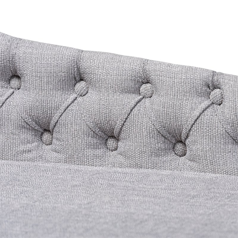 Bowery Hill Grey Upholstered Black Finished Chaise Lounge