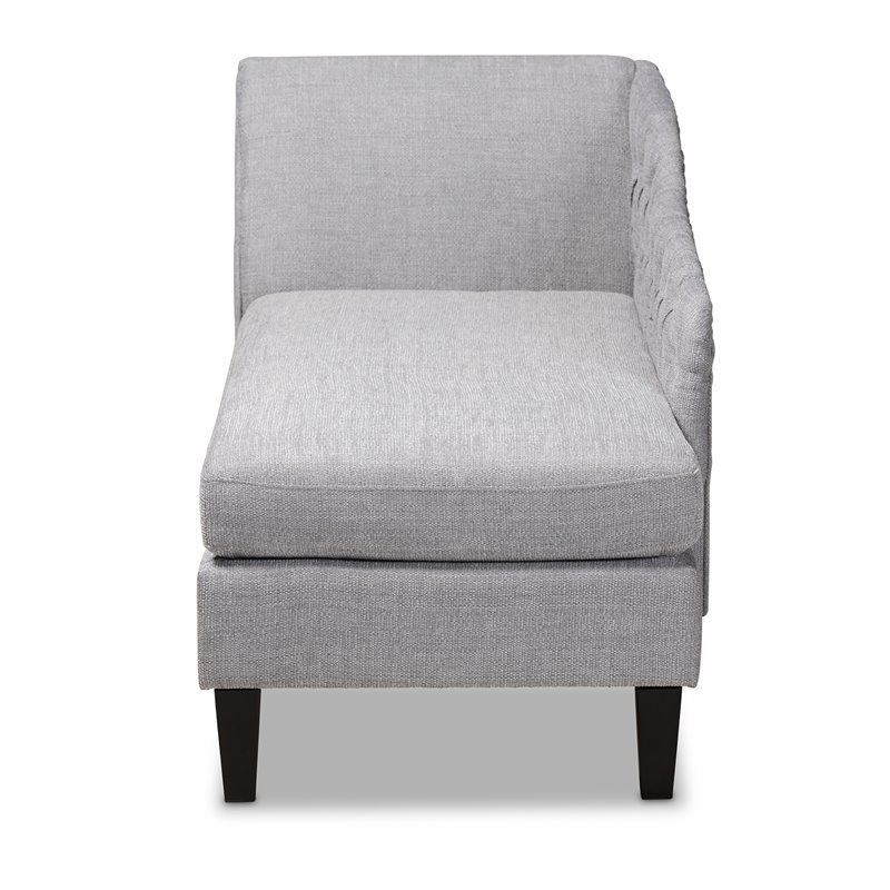 Bowery Hill Grey Upholstered Black Finished Chaise Lounge
