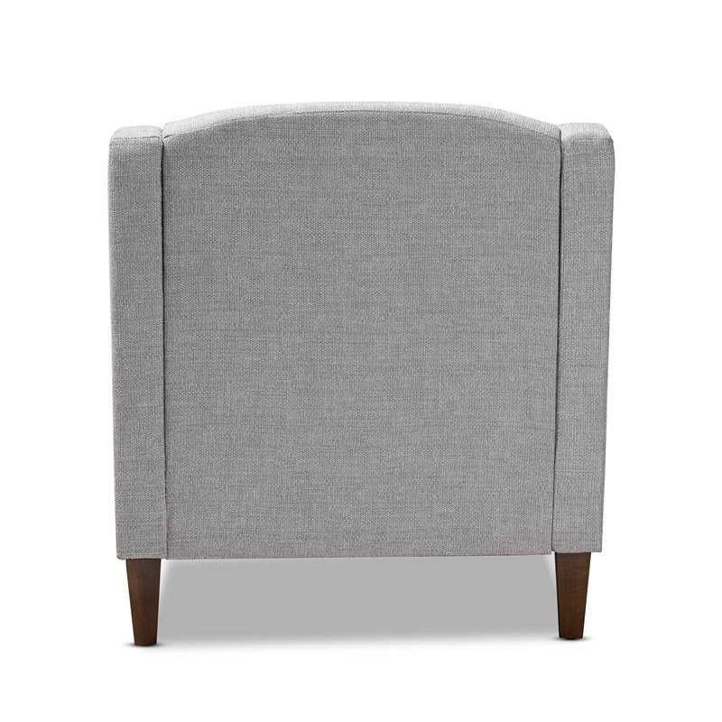 Bowery Hill Grey Upholstered Brown Finished Chaise Lounge
