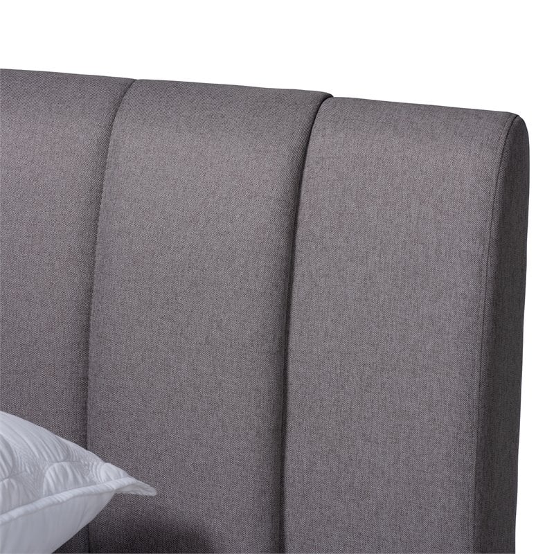 Bowery Hill King SizeGrey Upholstered Walnut Finished Bed